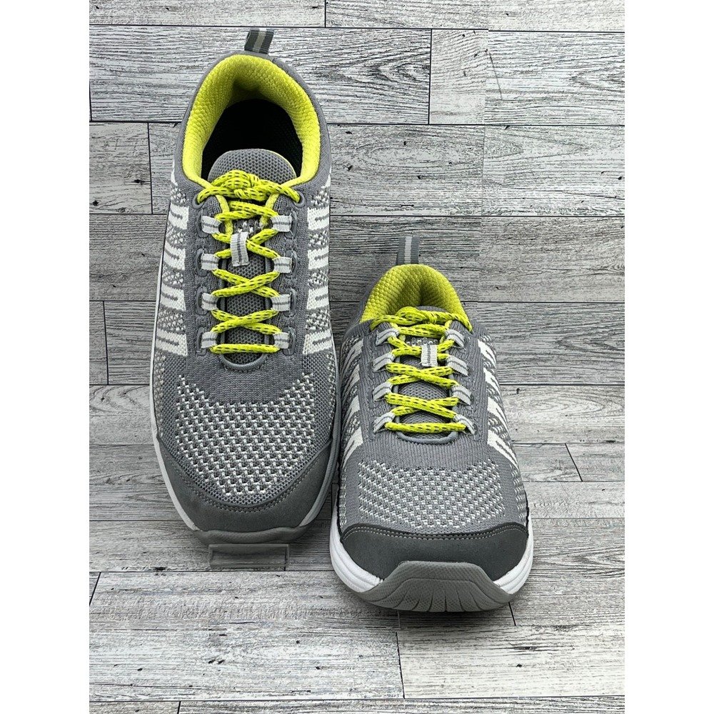Women's Gray‎ Wide Athletic Sneakers Size 8.5 Neon Yellow Laces Comfort Shoes